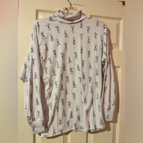Boynton Women's Multi Reindeer Holiday Turtleneck Long Sleeve Top Size Medium - Picture 1 of 3
